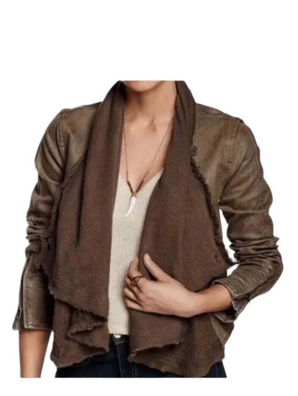 Free People Boho Drape Front Moto Jacket Size 2